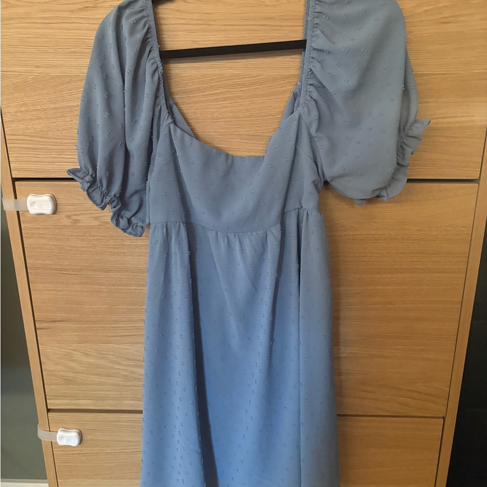 Blue Puff Sleeve Dress